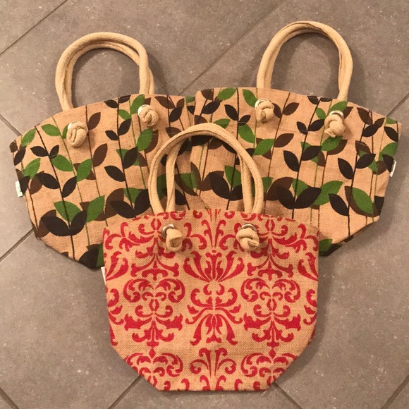 3 Epixgreen Natural Jute Reusable Bags - Picture 1 of 7